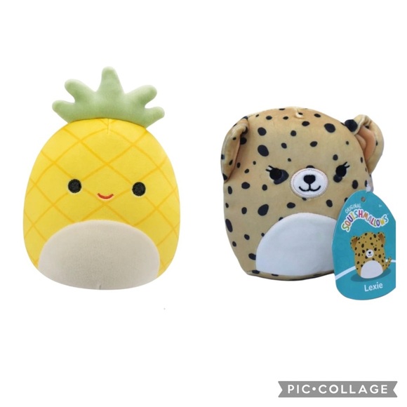 NWT-TWO FIVE INCH SQUISHMALLOWS-LEXI THE LEOPARD & MAUI THE YELLOW PINEAPPLE - Picture 1 of 7